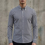 Isaac | Men's Striped Cotton-Blend Button-Up Shirt, Long-Sleeve Smart Casual Shirt | My Sweet Wardrobe