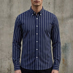 Isaac | Men's Striped Cotton-Blend Button-Up Shirt, Long-Sleeve Smart Casual Shirt | My Sweet Wardrobe