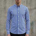 Isaac | Men's Striped Cotton-Blend Button-Up Shirt, Long-Sleeve Smart Casual Shirt | My Sweet Wardrobe