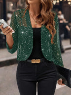Isabelle | Women's Sequin Cardigan Jacket, Glitter Evening Jacket | Dressific | Black