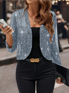 Isabelle | Women's Sequin Cardigan Jacket, Glitter Evening Jacket | Dressific | Pink