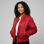 Isla | Women's Utility Bomber Jacket, Satin-Finish Autumn Jacket | My Sweet Wardrobe | Rood
