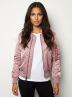 Isla | Women's Utility Bomber Jacket, Satin-Finish Autumn Jacket | My Sweet Wardrobe