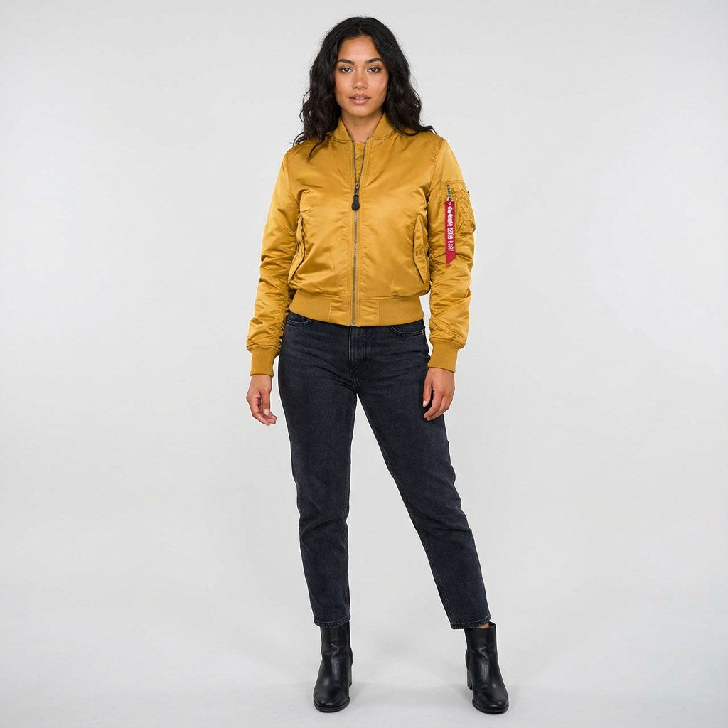 Isla | Women's Utility Bomber Jacket, Satin-Finish Autumn Jacket | My Sweet Wardrobe