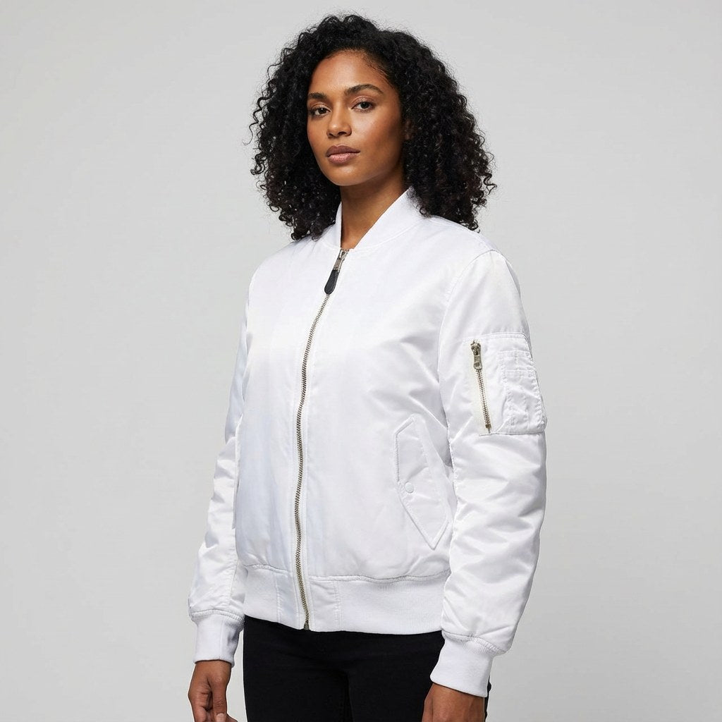 Isla | Women's Utility Bomber Jacket, Satin-Finish Autumn Jacket | My Sweet Wardrobe