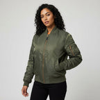Isla | Women's Utility Bomber Jacket, Satin-Finish Autumn Jacket | My Sweet Wardrobe
