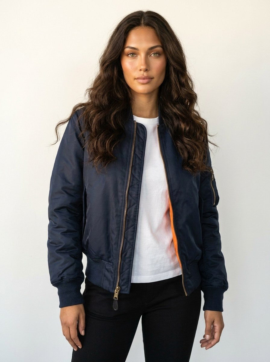 Isla | Women's Utility Bomber Jacket, Satin-Finish Autumn Jacket | My Sweet Wardrobe