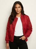 Isla | Women's Utility Bomber Jacket, Satin-Finish Autumn Jacket | My Sweet Wardrobe | Zwart