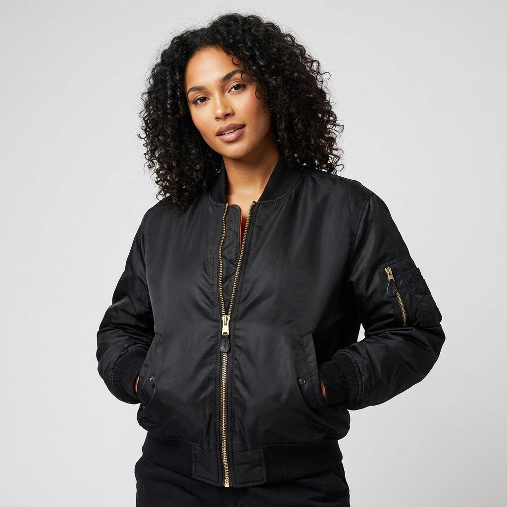 Isla | Women's Utility Bomber Jacket, Satin-Finish Autumn Jacket | My Sweet Wardrobe | Paars