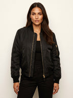 Isla | Women's Utility Bomber Jacket, Satin-Finish Autumn Jacket | My Sweet Wardrobe | Marineblauw