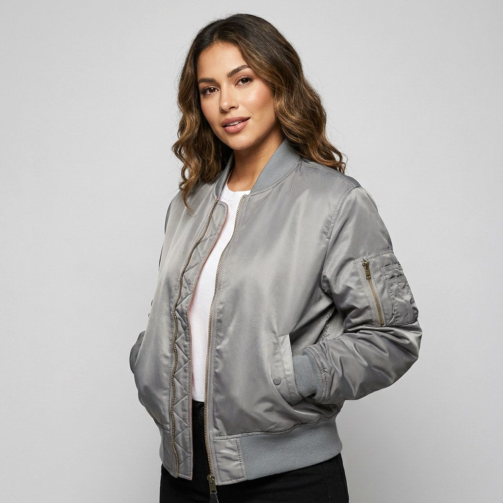 Isla | Women's Utility Bomber Jacket, Satin-Finish Autumn Jacket | My Sweet Wardrobe | Wit