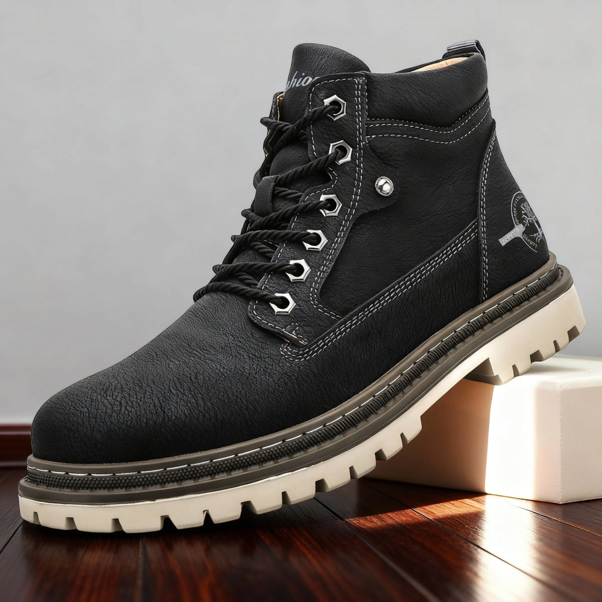 Jack | Men's Leather Work Boots, Lace-Up Anti-Slip Boots | My Sweet Wardrobe | Moss Green