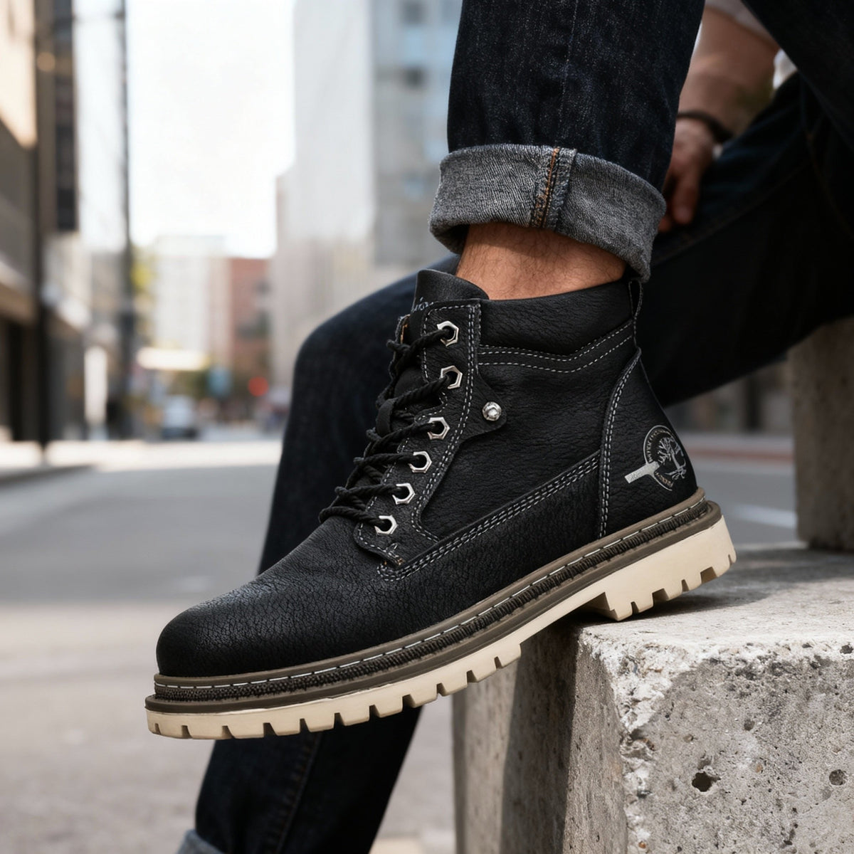 Jack | Men's Leather Work Boots, Lace-Up Anti-Slip Boots | My Sweet Wardrobe