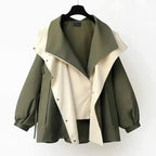 Jacqueline | Women's Oversized Layered Jacket, Practical Autumn Jacket | My Sweet Wardrobe | Green