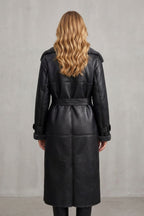 Anaïs | Women's Long Black Aviator Coat with Teddy Collar, Warm Winter Jacket | My Sweet Wardrobe