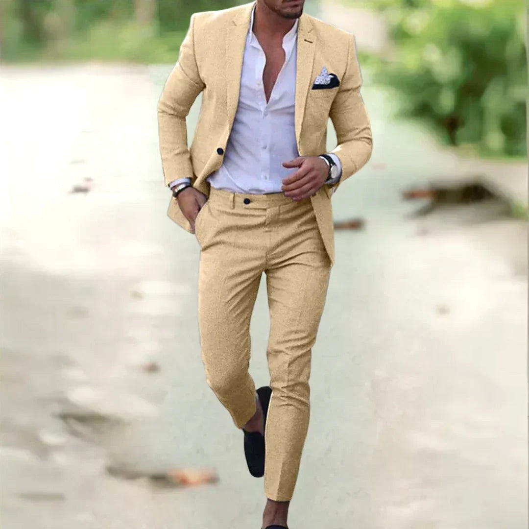 Jacob | Men's Slim-Fit Two-Piece Linen Suit – Elegant Suit | My Sweet Wardrobe