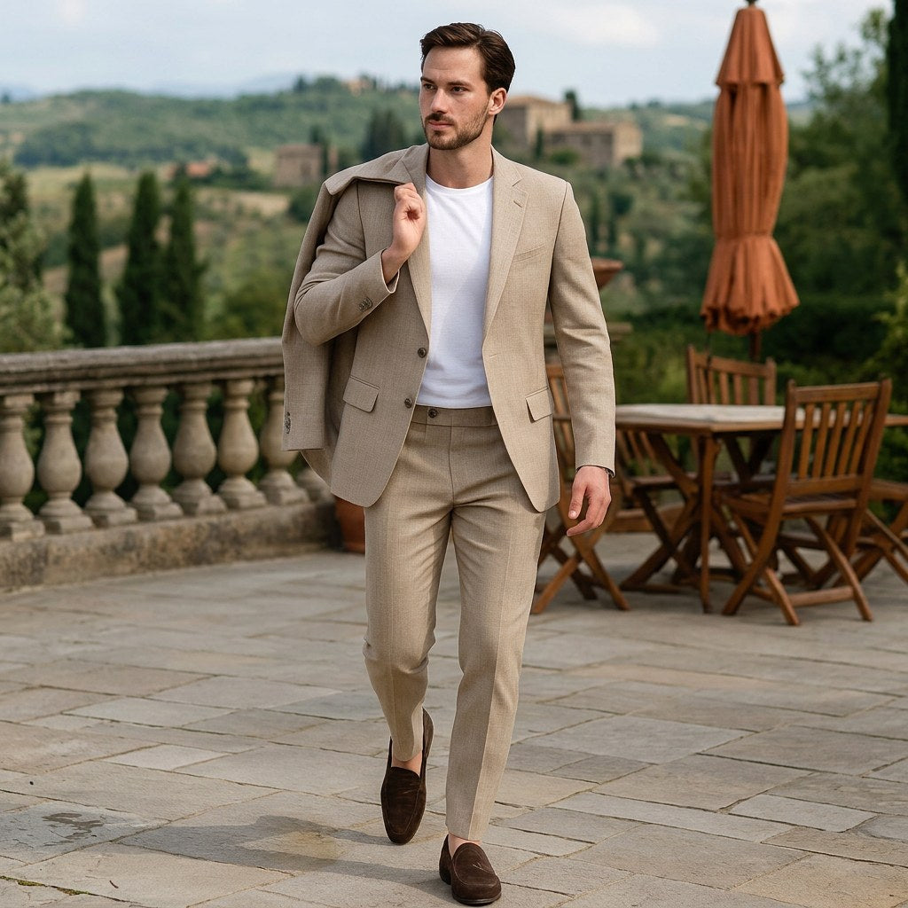 Jacob | Men's Slim-Fit Two-Piece Linen Suit – Elegant Suit | My Sweet Wardrobe