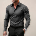 James | Men's Long Sleeve Smart Shirt, Tailored Formal Shirt | My Sweet Wardrobe | Dark Grey