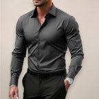 James | Men's Long Sleeve Smart Shirt, Tailored Formal Shirt | My Sweet Wardrobe | Dark Grey