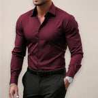 James | Men's Long Sleeve Smart Shirt, Tailored Formal Shirt | My Sweet Wardrobe | Red Wine