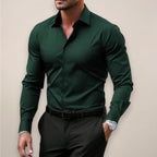 James | Men's Long Sleeve Smart Shirt, Tailored Formal Shirt | My Sweet Wardrobe | Dark Green