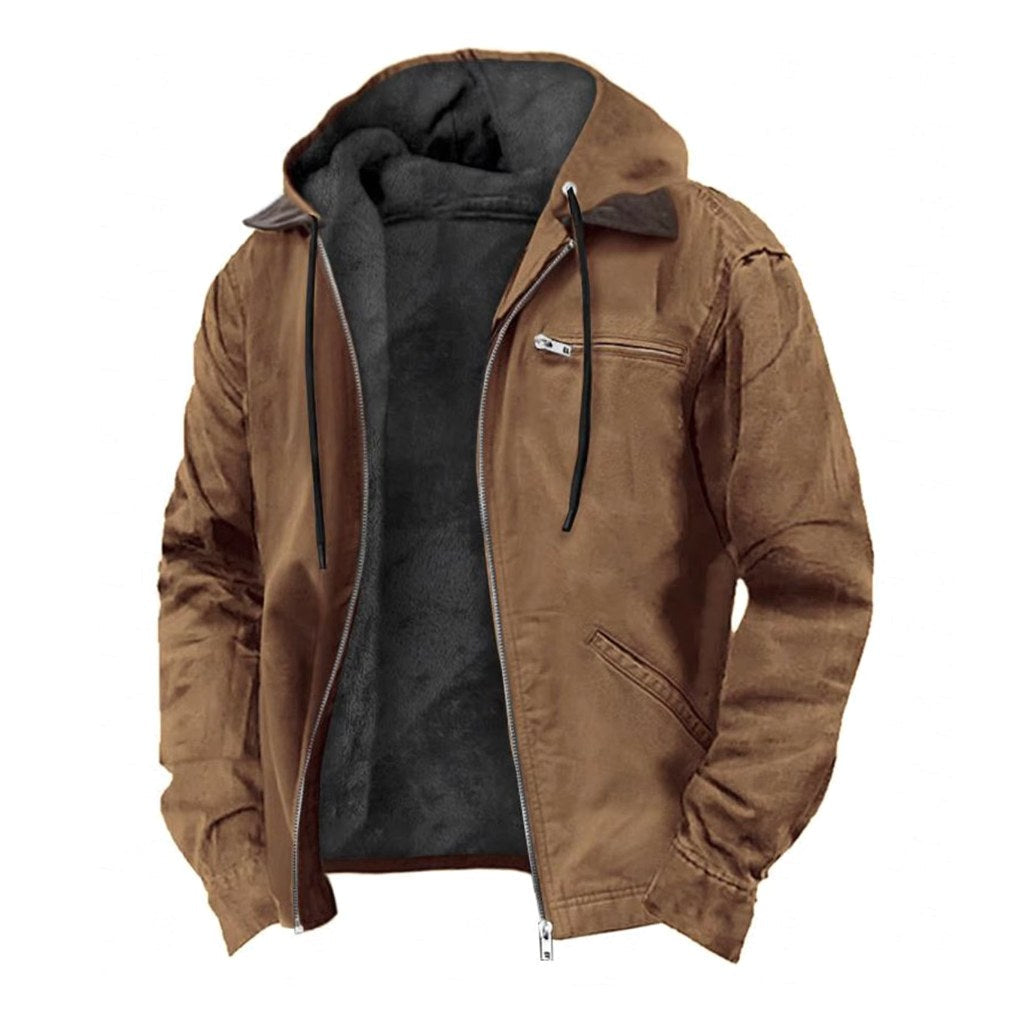Jamie | Men's Hooded Full Zip Jacket, Lined Casual Jacket | My Sweet Wardrobe | Brown