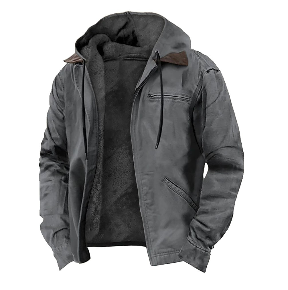 Jamie | Men's Hooded Full Zip Jacket, Lined Casual Jacket | My Sweet Wardrobe | Olive Green