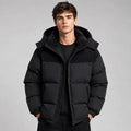 Jared | Men's Oversized Padded Puffer Jacket, Hooded Winter Coat | My Sweet Wardrobe | Black