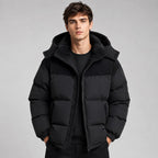 Jared | Men's Oversized Padded Puffer Jacket, Hooded Winter Coat | My Sweet Wardrobe | Black