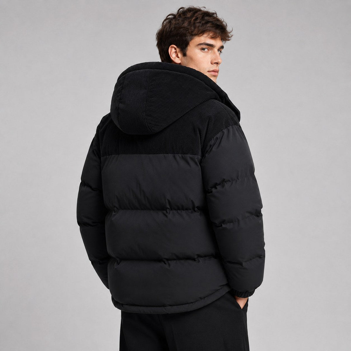 Jared | Men's Oversized Padded Puffer Jacket, Hooded Winter Coat | My Sweet Wardrobe | Khaki