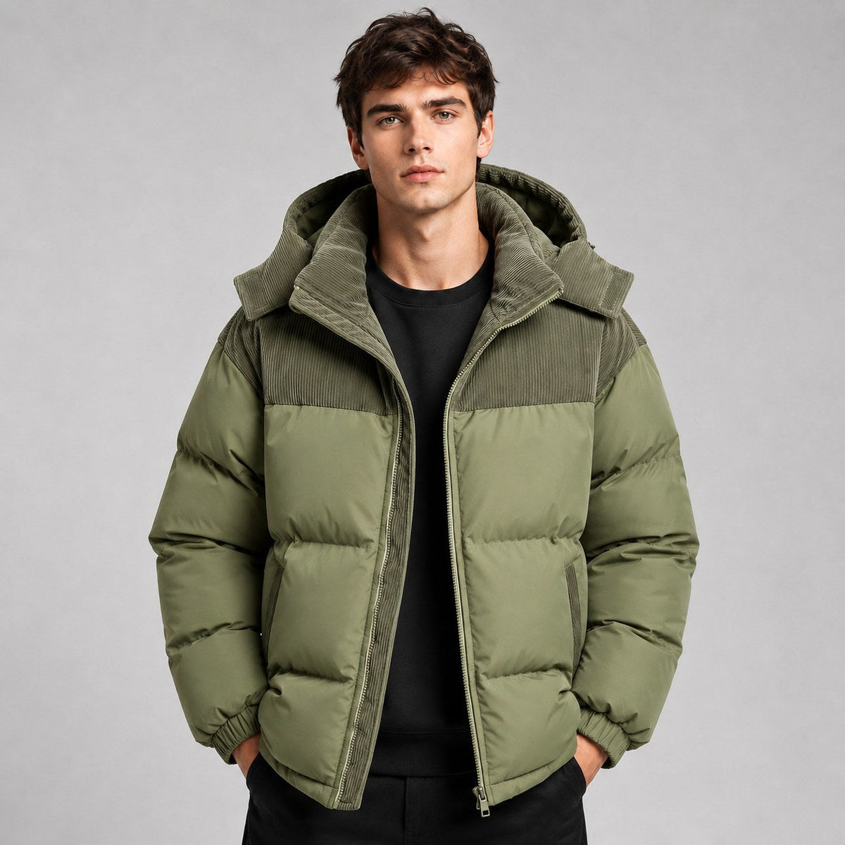Jared | Men's Oversized Padded Puffer Jacket, Hooded Winter Coat | My Sweet Wardrobe