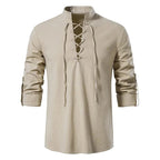 Johannes | Men's Linen Shirt with Neck Tie, Boho Shirt with Long Sleeves | My Sweet Wardrobe | White