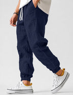 Jonas | Men's Jogger Trousers with Drawstring, Tapered-Fit Summer Trousers | My Sweet Wardrobe | Dark Blue