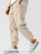 Jonas | Men's Jogger Trousers with Drawstring, Tapered-Fit Summer Trousers | My Sweet Wardrobe | Khaki