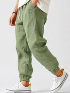 Jonas | Men's Jogger Trousers with Drawstring, Tapered-Fit Summer Trousers | My Sweet Wardrobe | Green
