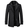 Jonathan | Men's Mid-Length Pea Coat, Notched Lapel Autumn Coat | My Sweet Wardrobe | Black