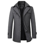 Jonathan | Men's Mid-Length Pea Coat, Notched Lapel Autumn Coat | My Sweet Wardrobe | Grey