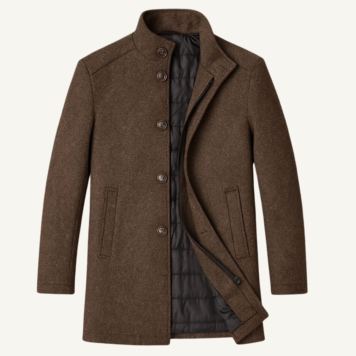 Jordan | Men's Wool Overcoat, Classic Wool Coat | Dressific | Brown