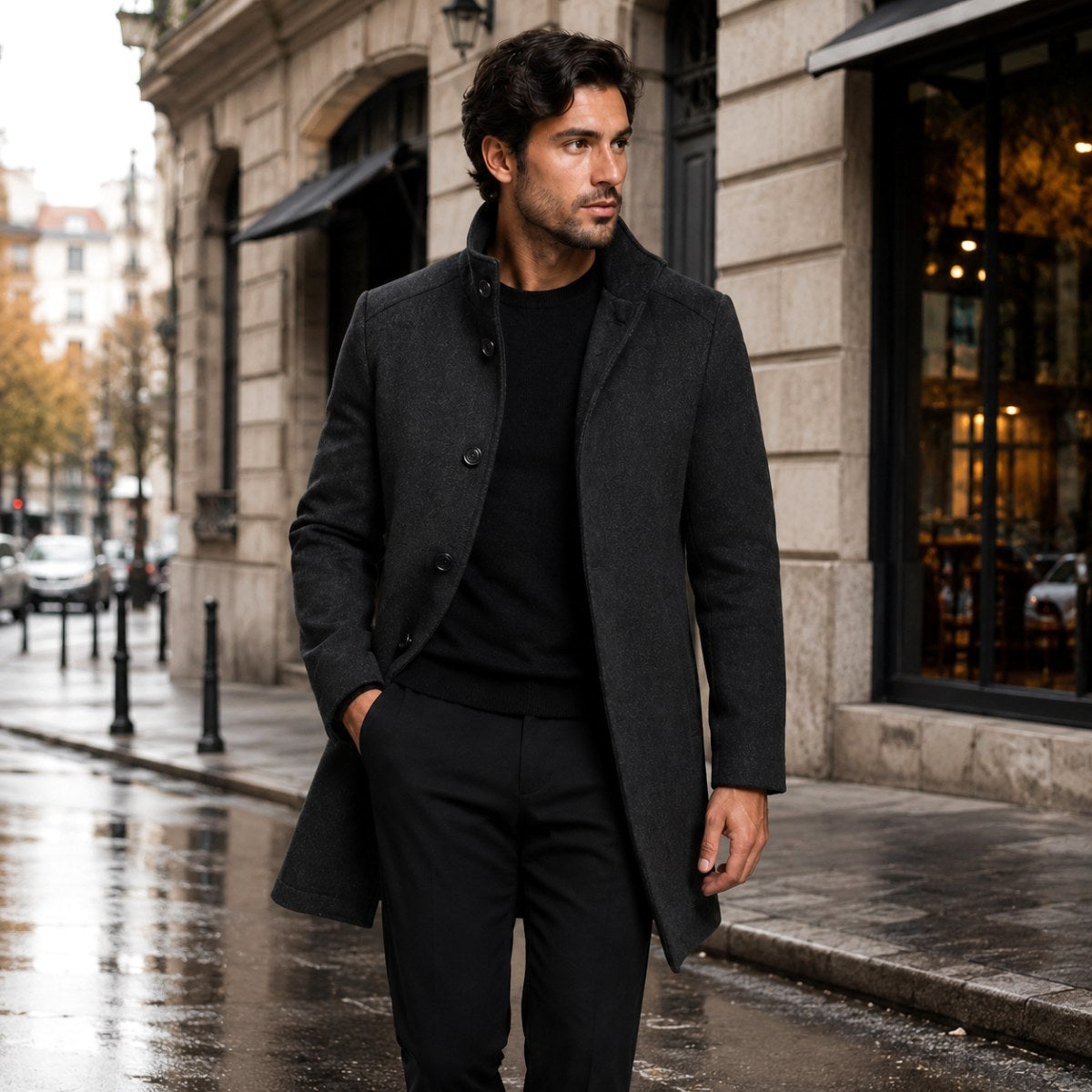 Jordan | Men's Wool Overcoat, Classic Wool Coat | Dressific