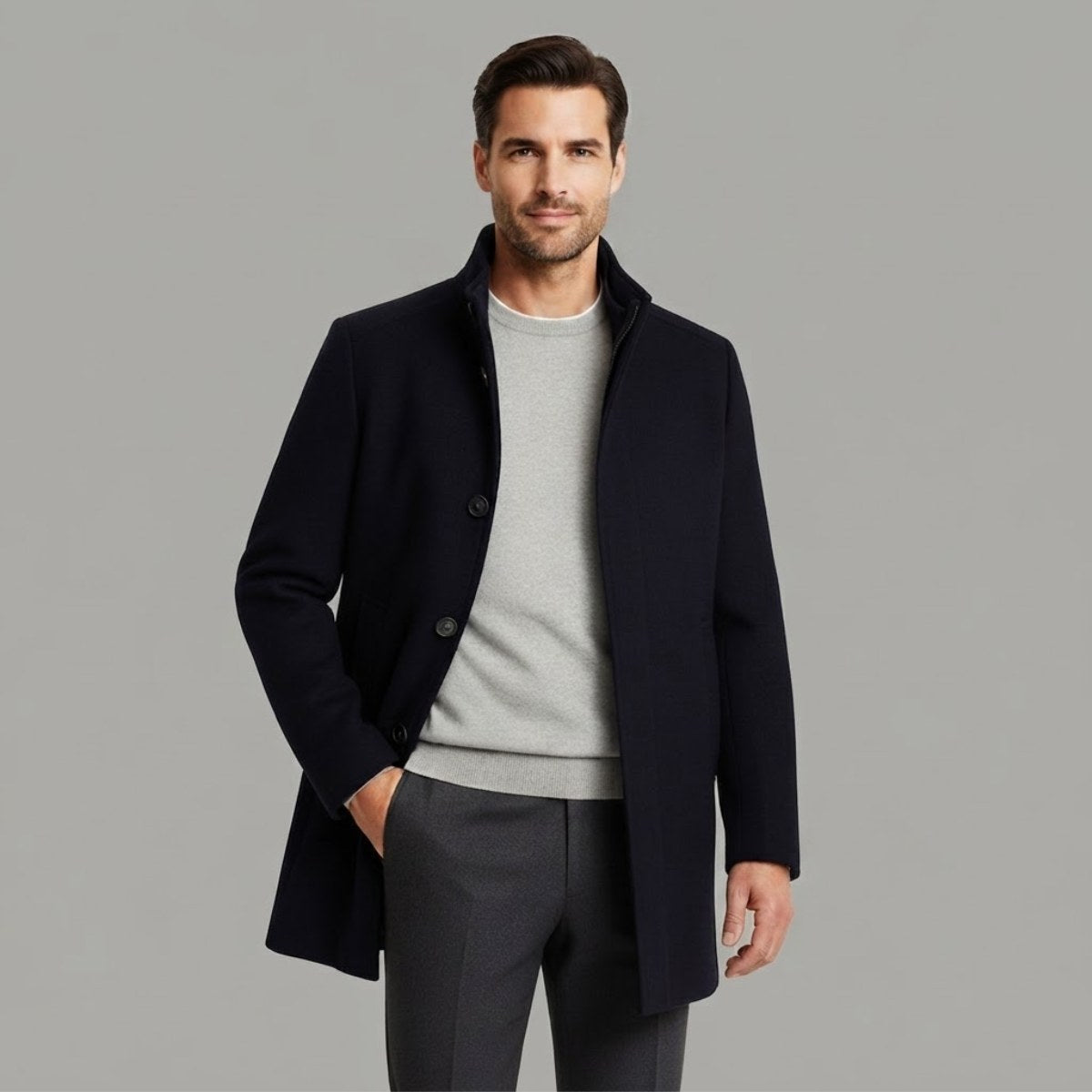 Jordan | Men's Wool Overcoat, Classic Wool Coat | Dressific