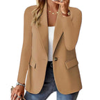 Josephine | Women's Long Sleeve Blazer, Notched Lapel Blazer Suit | My Sweet Wardrobe | Brown