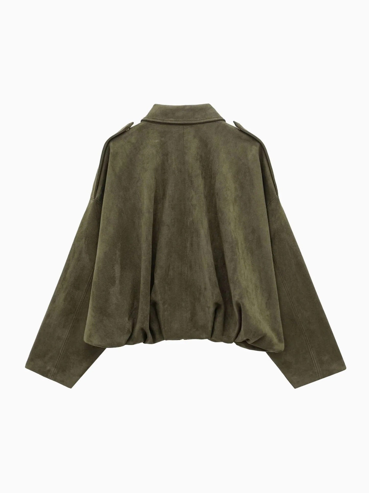Josette | Women's Faux Suede Collared Bomber Jacket, Structured Collar Jacket | My Sweet Wardrobe | Brown