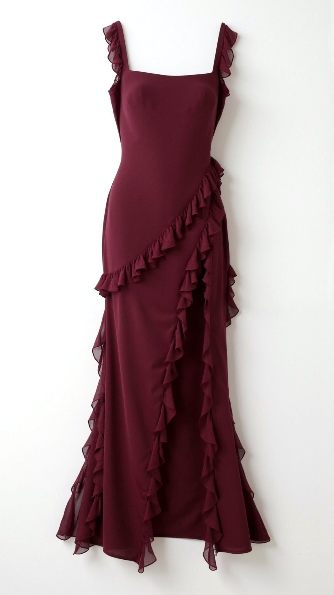 Julia | Women's Ruffled Maxi Dress, Front Slit Evening Dress | My Sweet Wardrobe