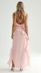 Julia | Women's Ruffled Maxi Dress, Front Slit Evening Dress | My Sweet Wardrobe