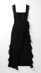 Julia | Women's Ruffled Maxi Dress, Front Slit Evening Dress | My Sweet Wardrobe