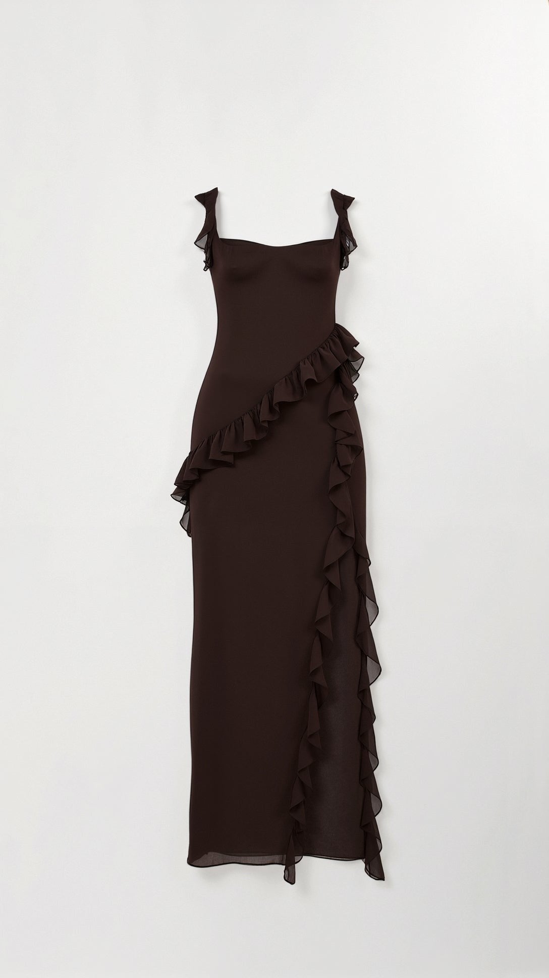 Julia | Women's Ruffled Maxi Dress, Front Slit Evening Dress | My Sweet Wardrobe