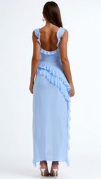 Julia | Women's Ruffled Maxi Dress, Front Slit Evening Dress | My Sweet Wardrobe