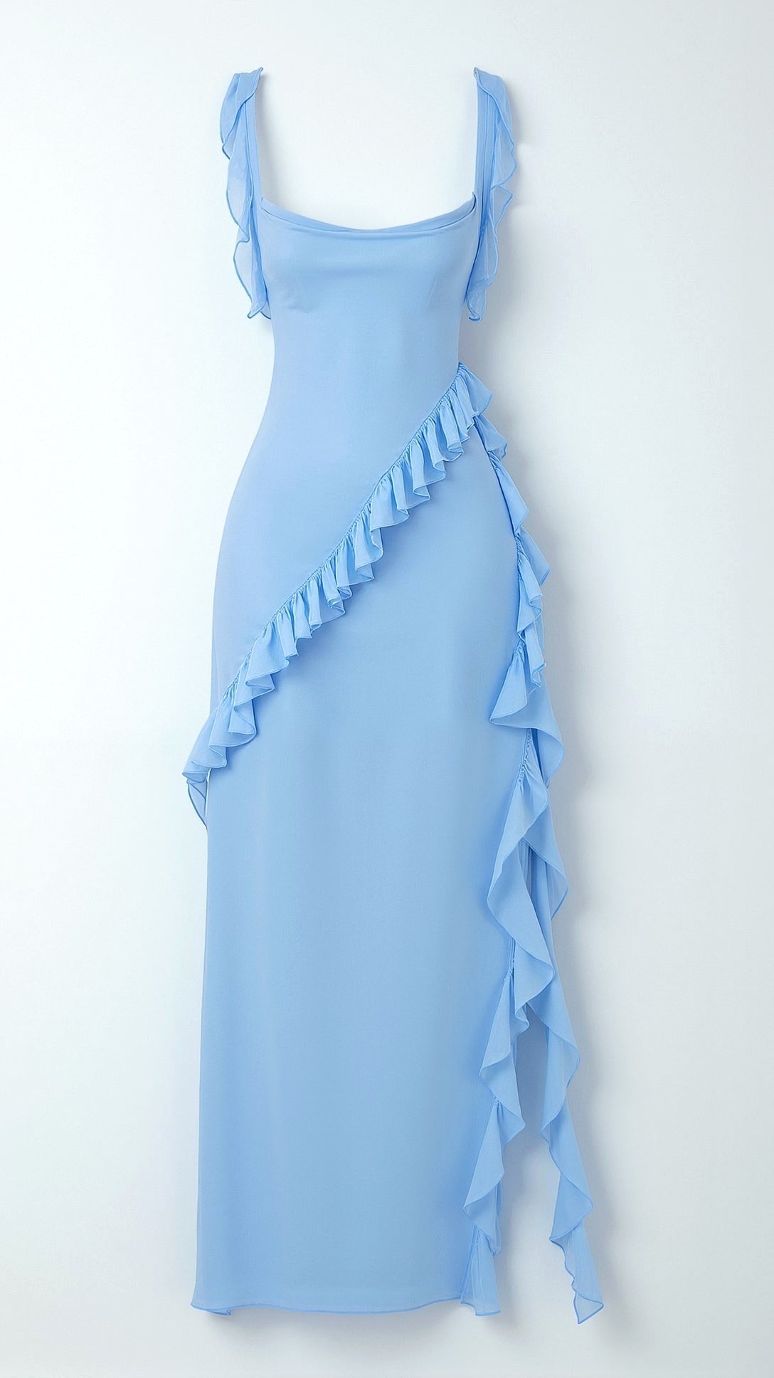 Julia | Women's Ruffled Maxi Dress, Front Slit Evening Dress | My Sweet Wardrobe