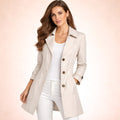 Juliette | Women's Classic Tailored Trench Coat, Lapel Collar Autumn Coat | Dressific | Beige