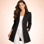 Juliette | Women's Classic Tailored Trench Coat, Lapel Collar Autumn Coat | Dressific | Khaki